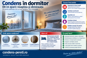 Condens în dormitor – geamuri ude, umiditate ridicată și mucegai