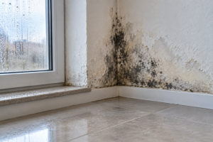 Segregări în beton cu infiltrații într-un perete de subsol